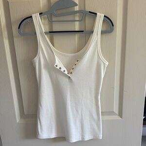Elegant White Buttoned Tank Top